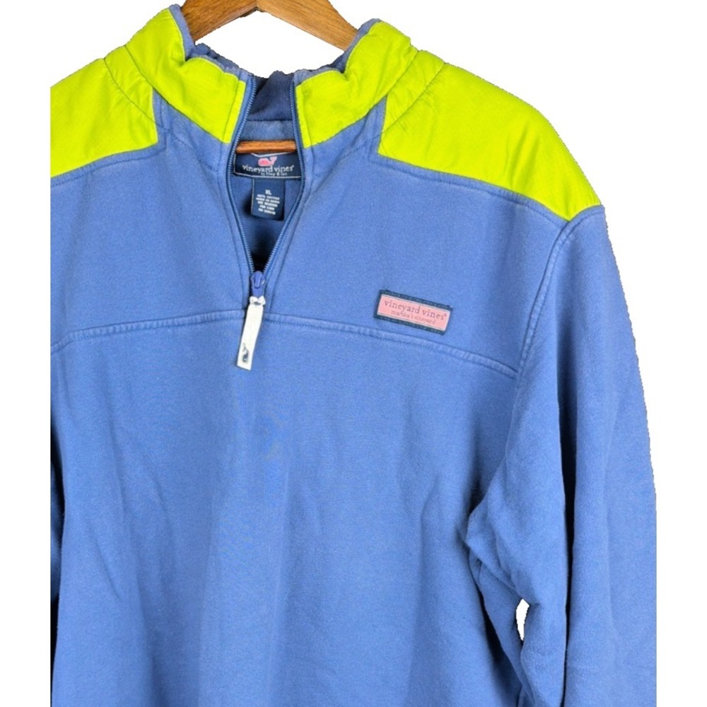 Vineyard Vines Sweatshirt Mens‎ XL 1/4 Zip Pullover Fleece Blue Yellow Neon Gorp